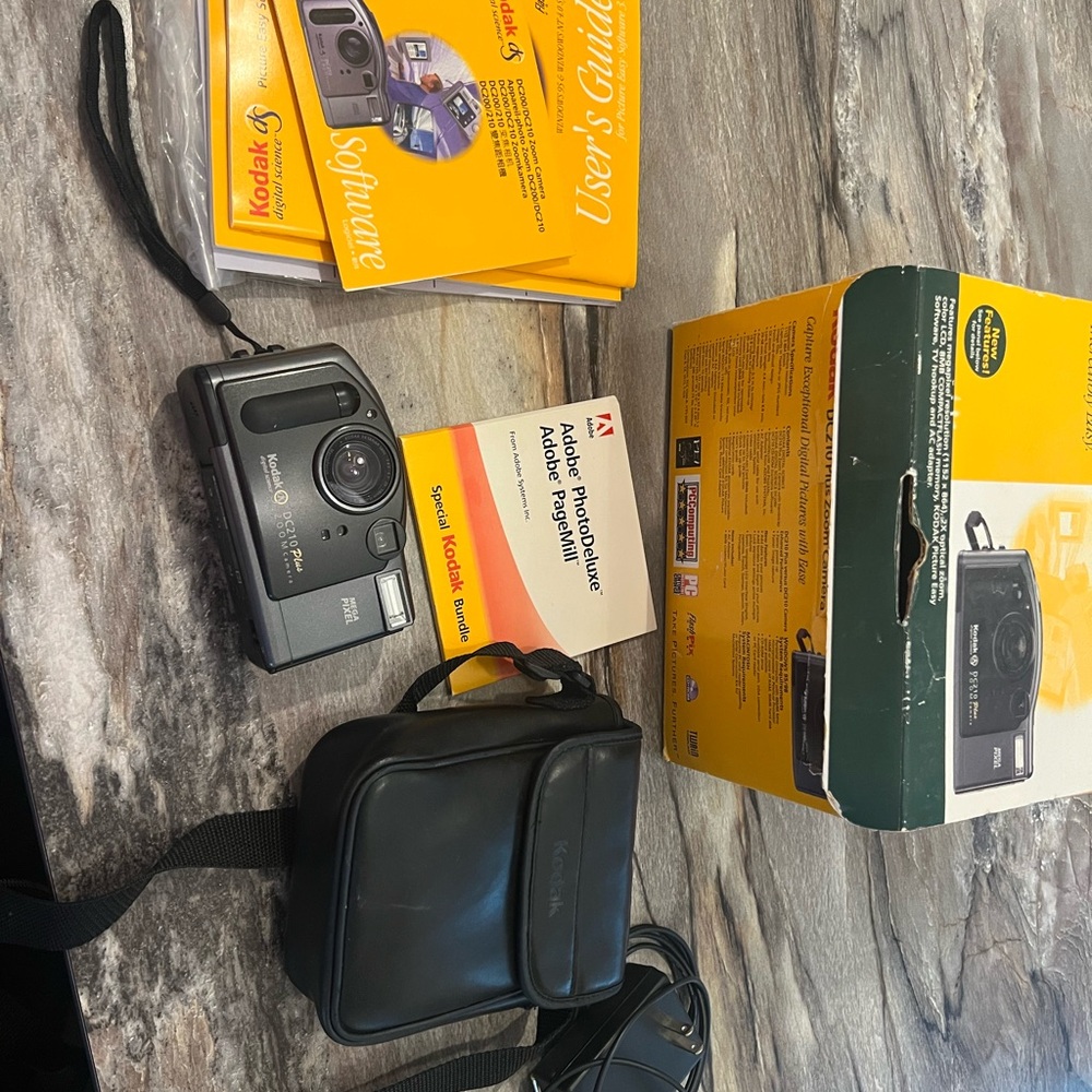 Vintage Kodak DC210 Plus Zoom Camera Box - Yellow and White with Red Logo